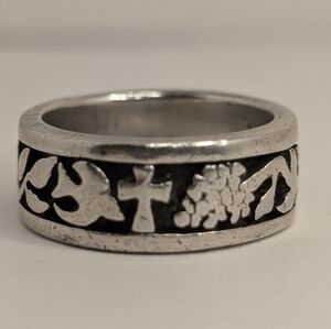 Vintage Bob Siemon Sterling Silver Christian Cross  Ring Size 5